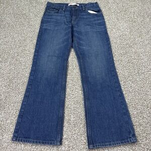 Levi 527 Bootcut Jeans Dark Wash Whiskering Jeans Womens Low rise Y2K 28/27